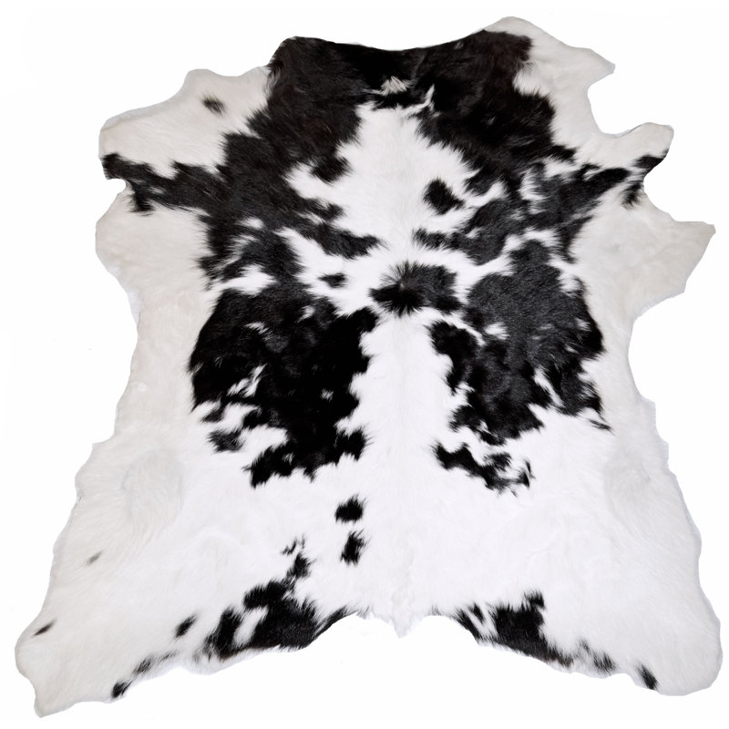 Union Rustic Alleman Cowhides Black and White Calf Skin Area Rug